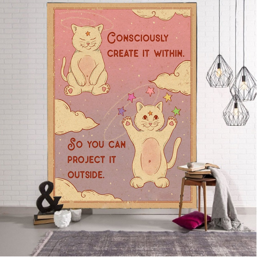 Cosmic Cat Tapestry - "Consciously Create It Within"