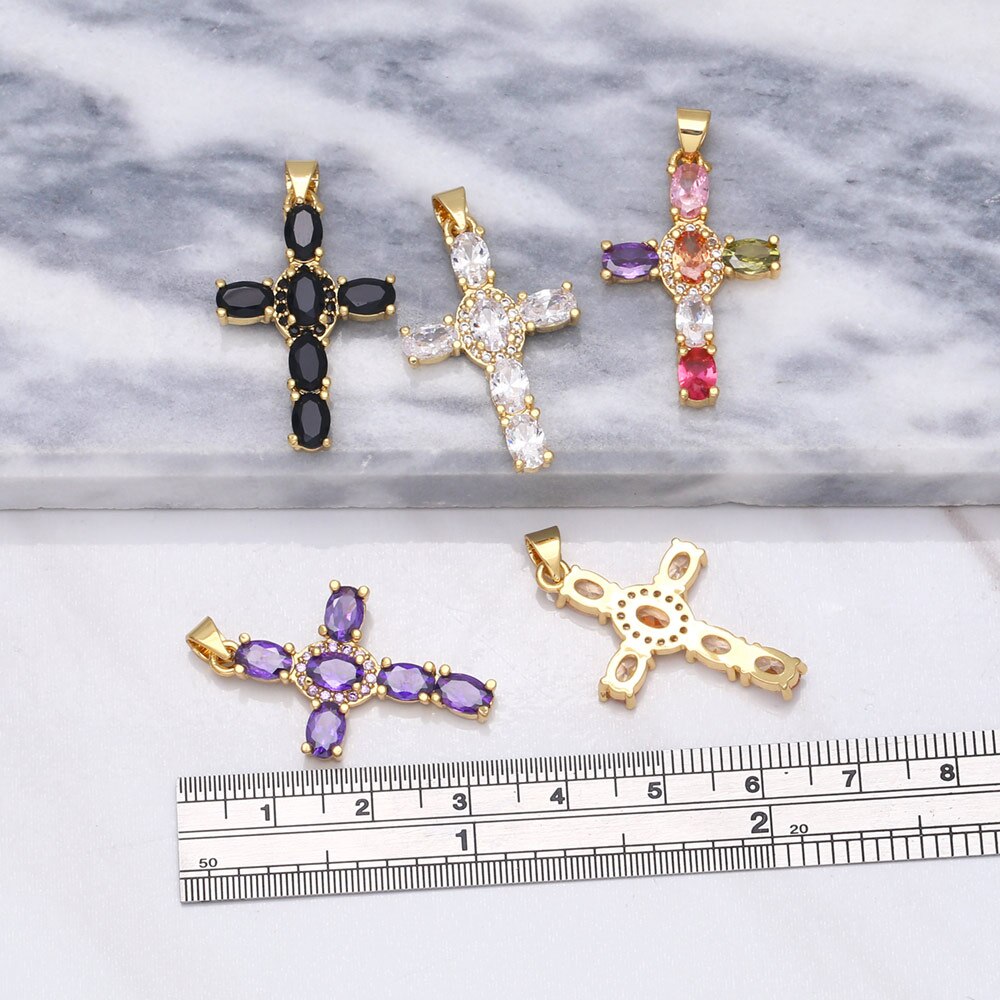 Natural Gemstone Cross Pendant