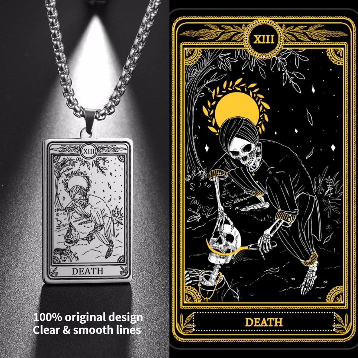 Skeleton Tarot Pendant Necklace of the Major Arcana