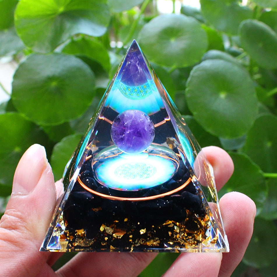 Orgone Pyramid Handmade w/ Natural Crystal