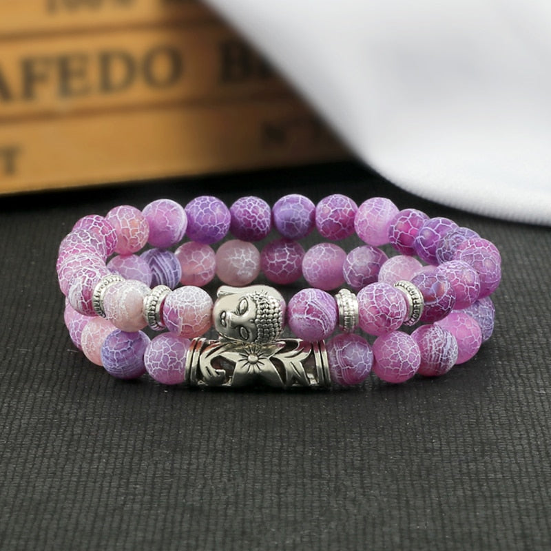 Buddha Head Bracelet Handmade from Natural Stone 2pc/set