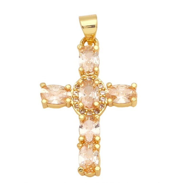 Natural Gemstone Cross Pendant