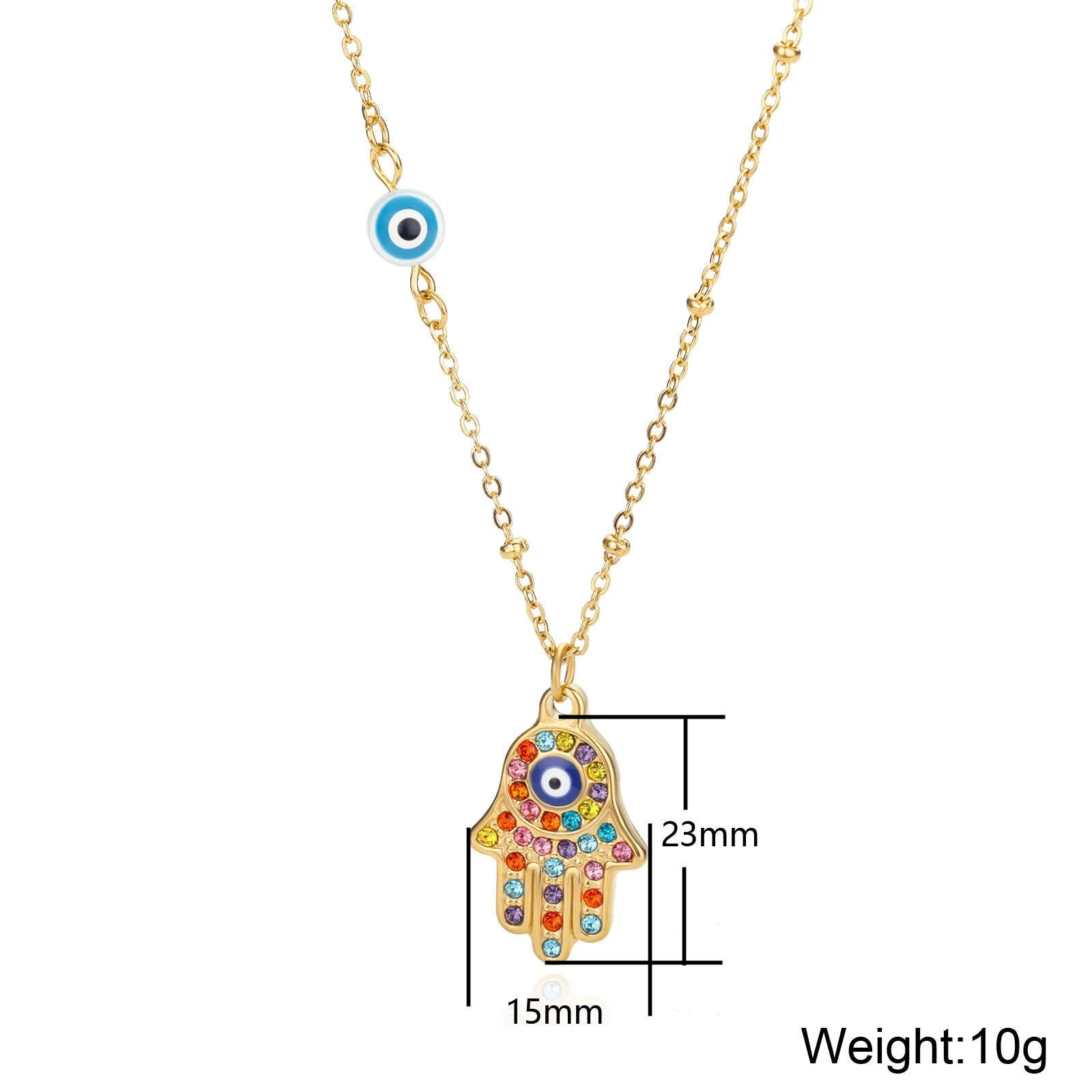 Evil Eye Hand of Fatima Pendant Necklace For Women