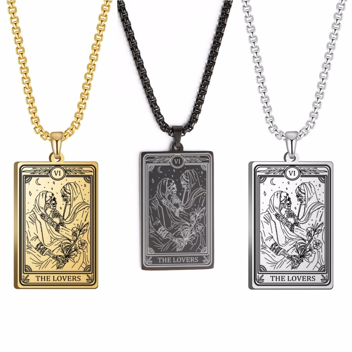 Skeleton Tarot Pendant Necklace of the Major Arcana