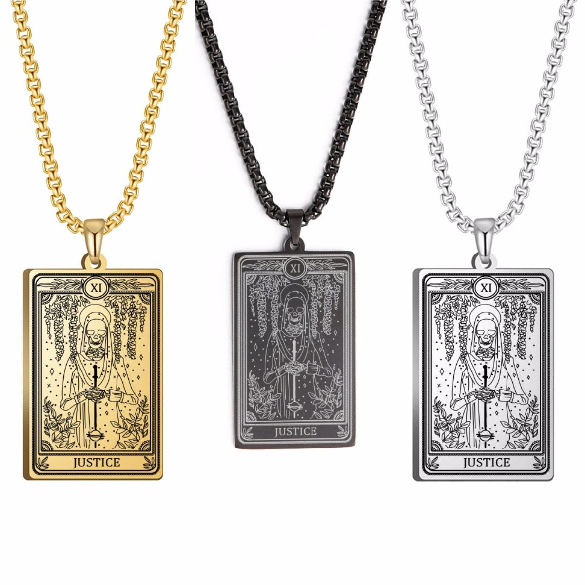 Skeleton Tarot Pendant Necklace of the Major Arcana