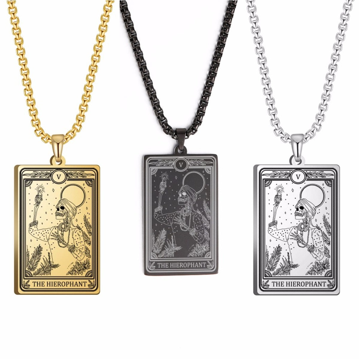 Skeleton Tarot Pendant Necklace of the Major Arcana