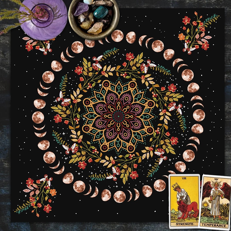 Moon Phase Fractal Tarot & Altar Cloth