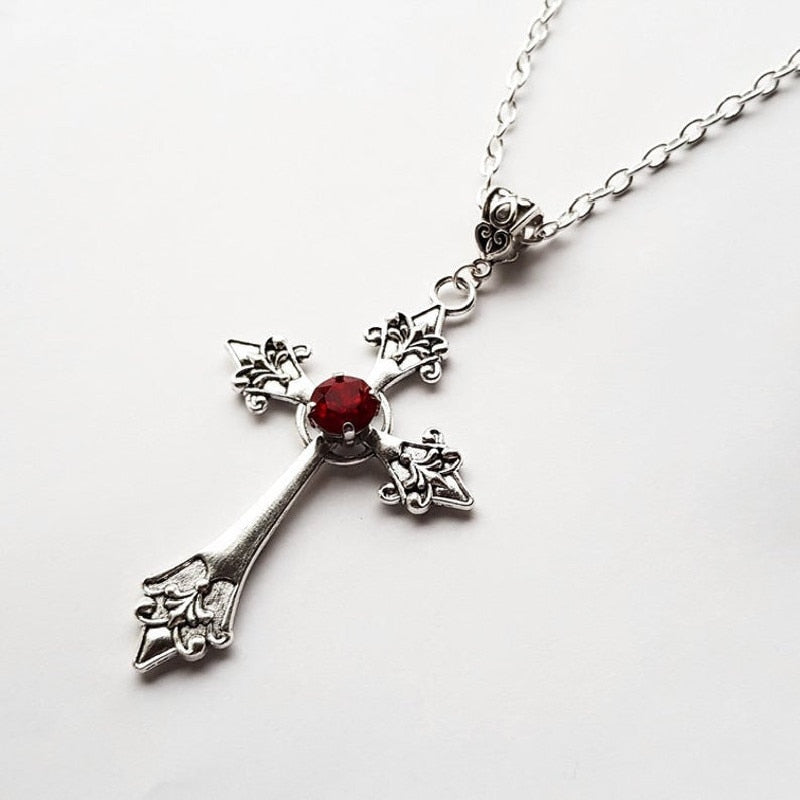 Large Detailed Cross Pendant Necklace