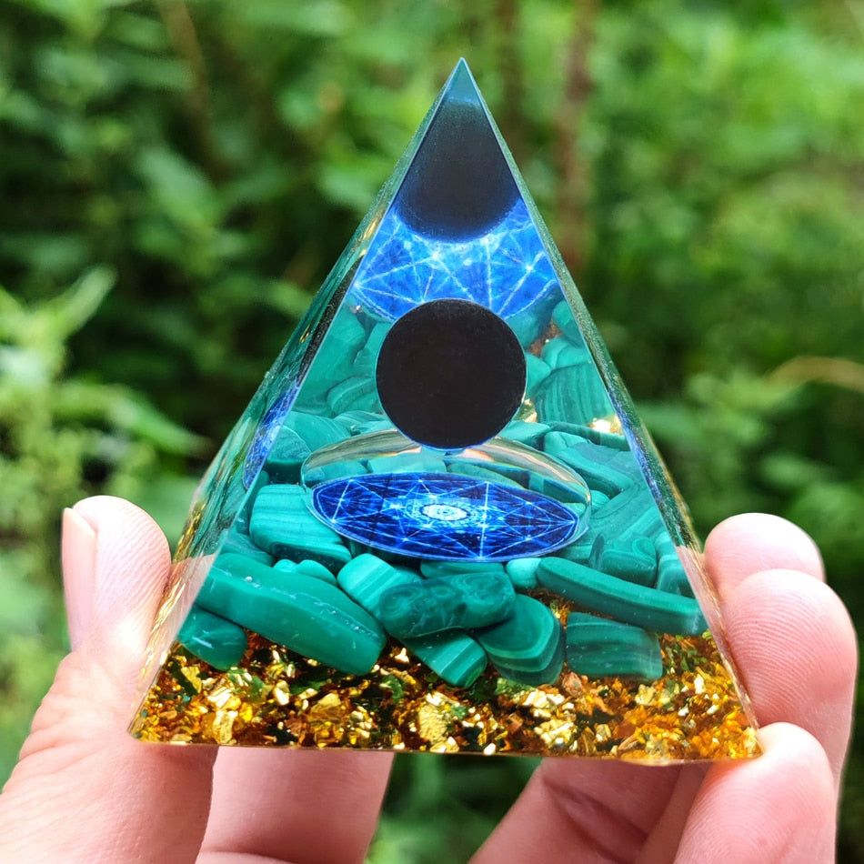 Orgone Pyramid Handmade w/ Natural Crystal