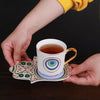 Evil Eye Coffee Cup & Hamsa Hand Saucer Set