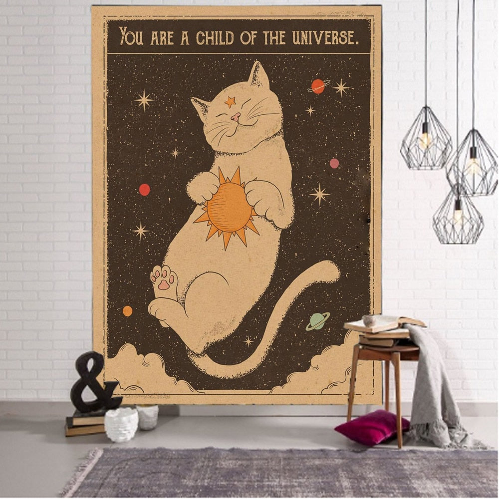 Cosmic Cat Tapestry - "You Are A Child of the Universe"