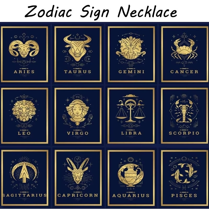 Zodiac Astrology Sign Pendant Necklace