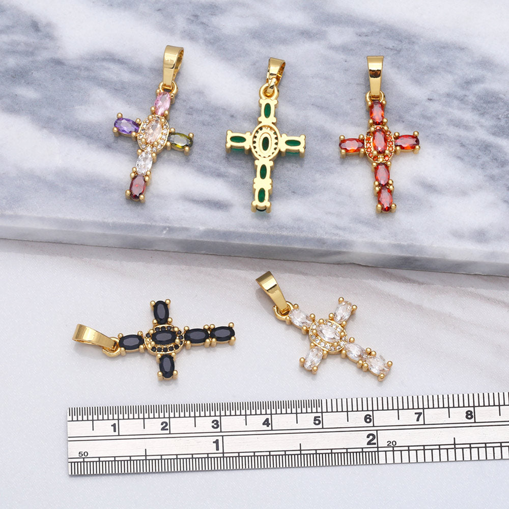 Holy Cross Pendants for Necklace with Natural Stones