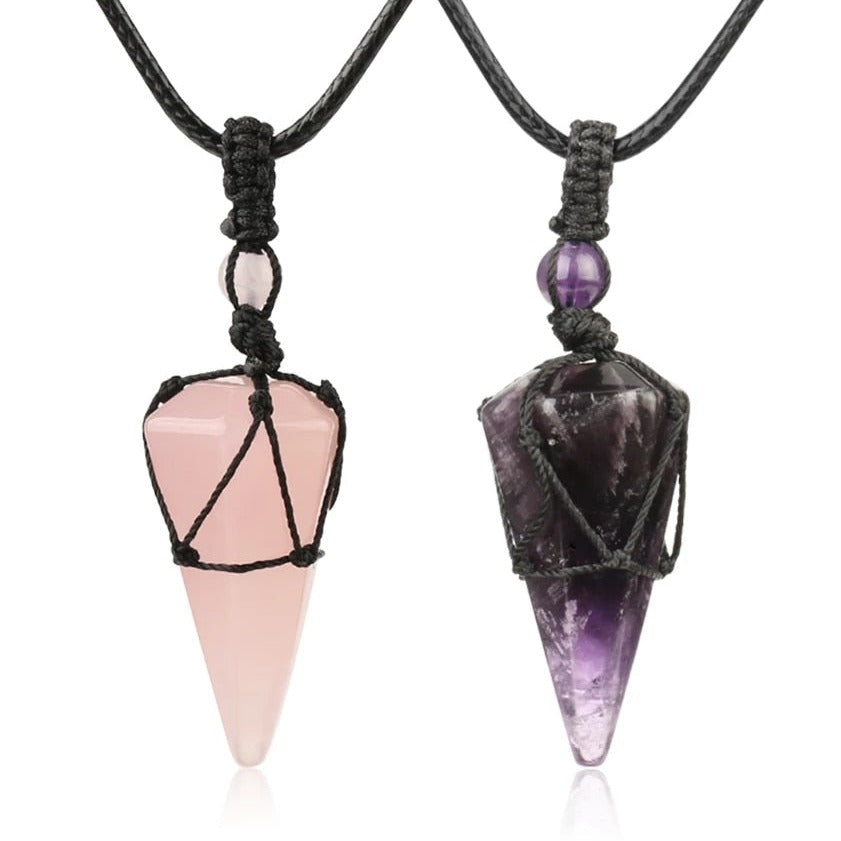 Natural Healing Crystal Pendant Necklace