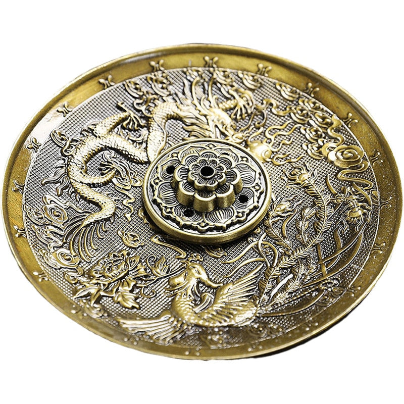 Dragon & Phoenix or 12 Zodiac Bronze Incense Tray