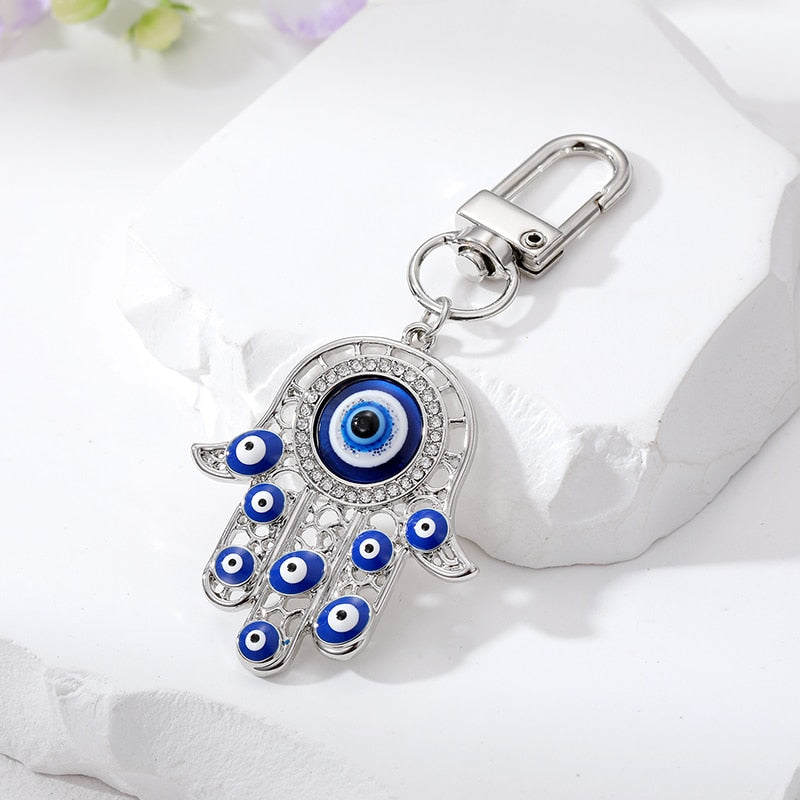 Evil Eye Hamsa Hand Keychain