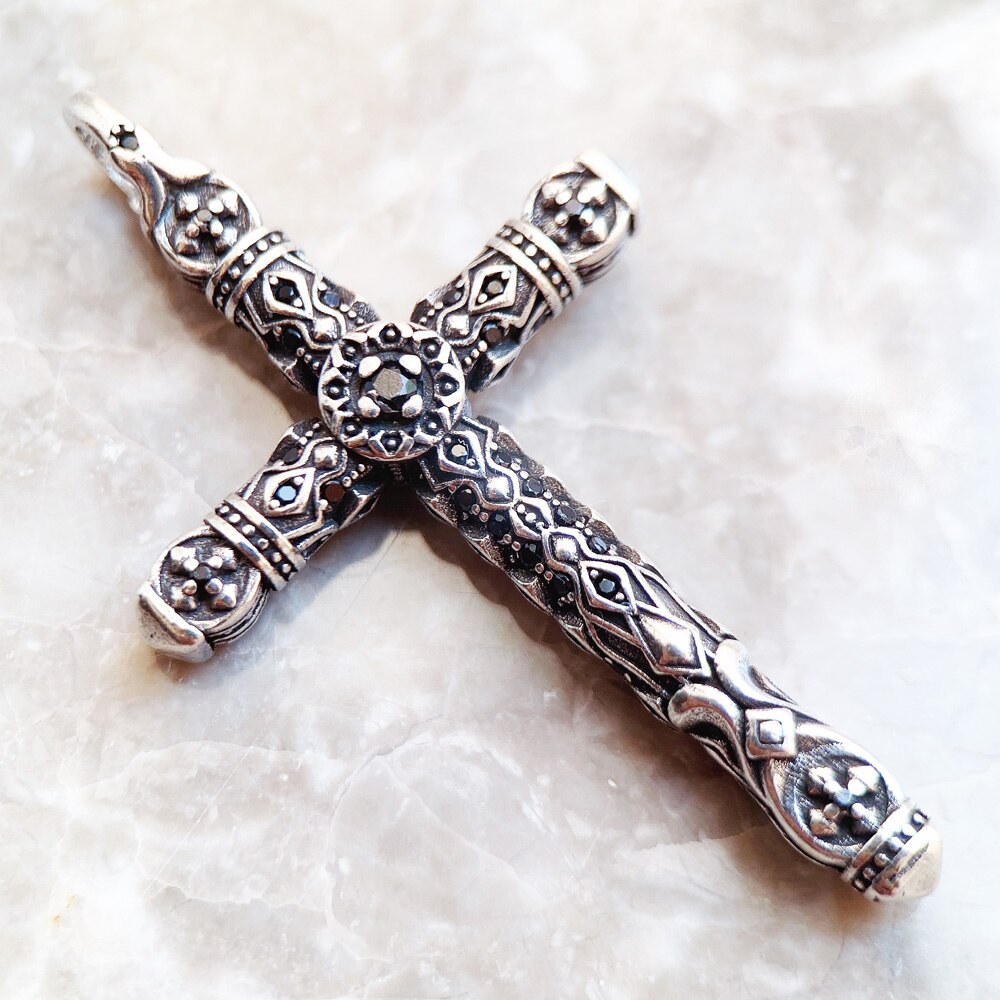 Silver Gothic Style Cross Pendant