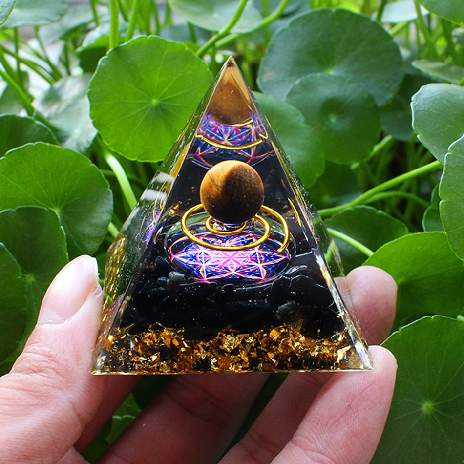 Orgone Pyramid Handmade w/ Natural Crystal