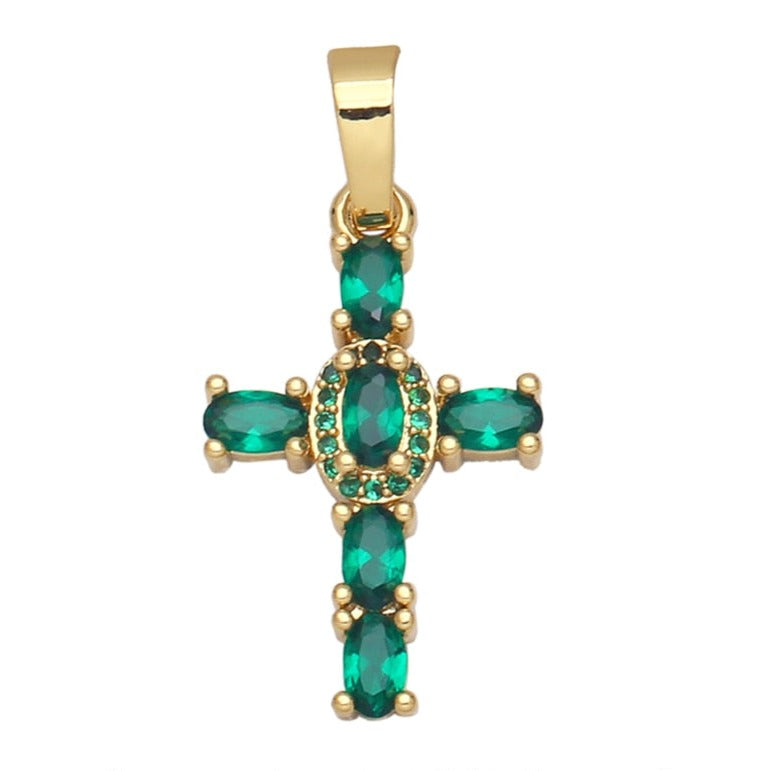 Holy Cross Pendants for Necklace with Natural Stones