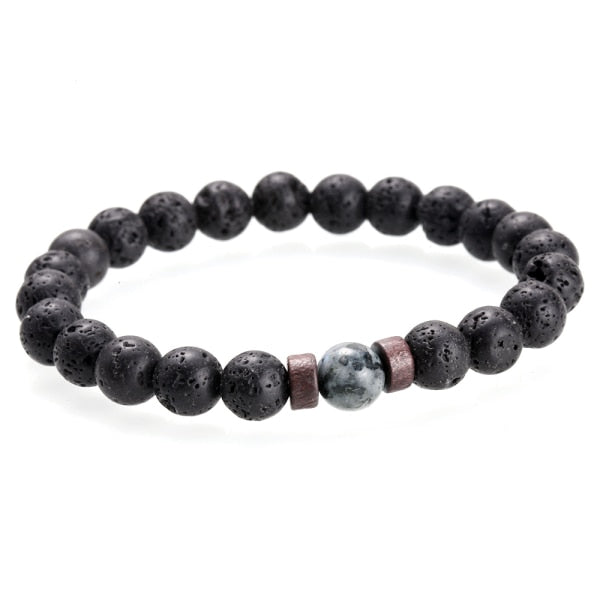 Natural Lava & Moonstone Tibetan Buddha Bracelet