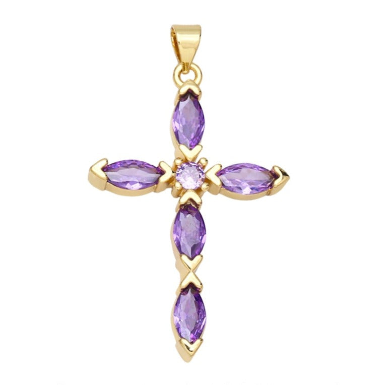 Holy Cross Pendants for Necklace with Natural Stones