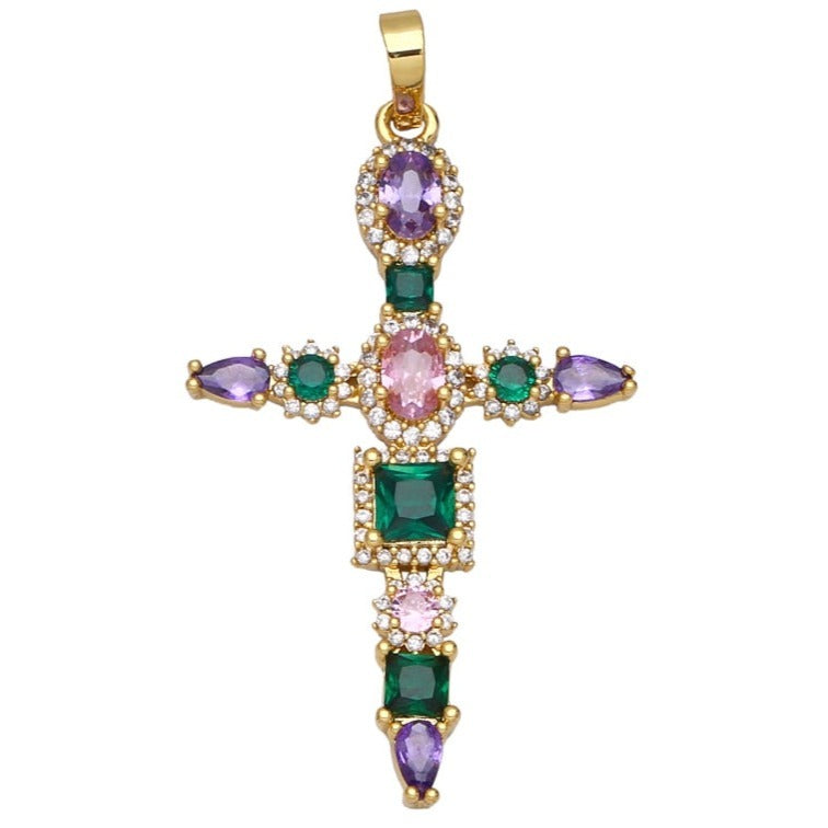 Holy Cross Pendants with Natural Stones