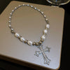 Pearl Cross Pendant Necklace