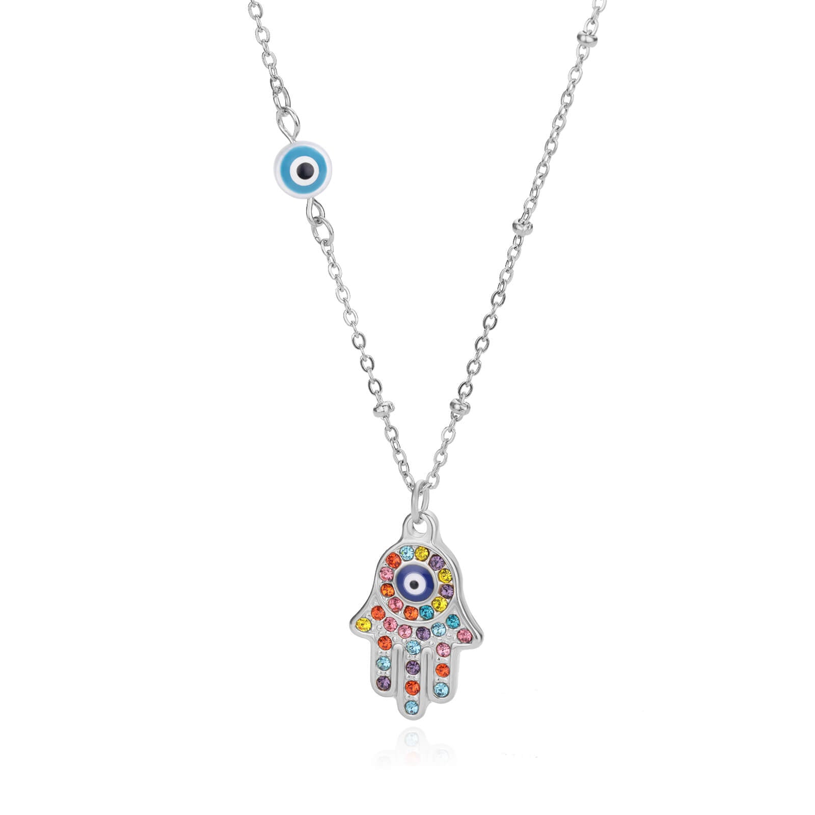 Evil Eye Hand of Fatima Pendant Necklace For Women