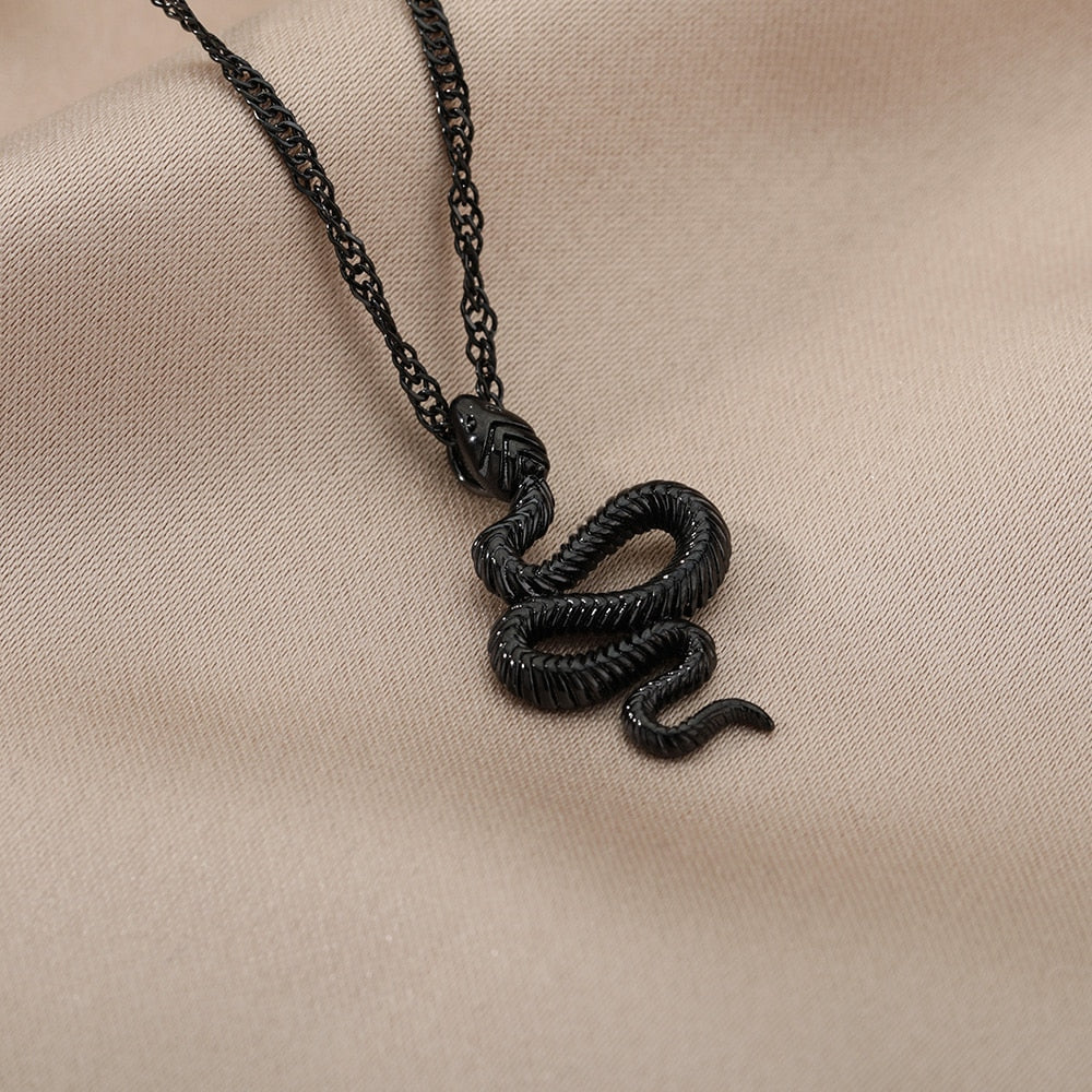 Snake Pendant Necklace For Women Stainless Steel