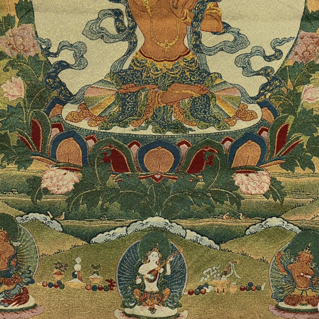 Bodhisattva of Wisdon Manjushri Thangka Silk Embroidery  Handmade in Nepal