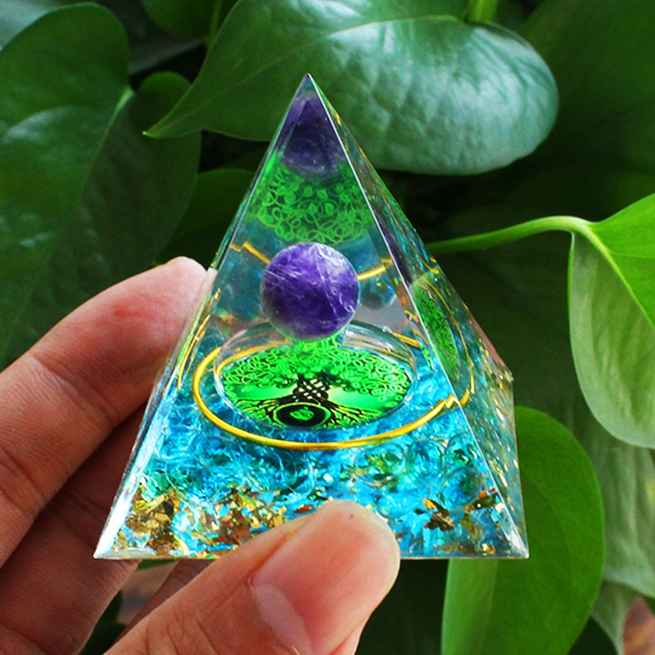 Orgone Pyramid Handmade w/ Natural Crystal