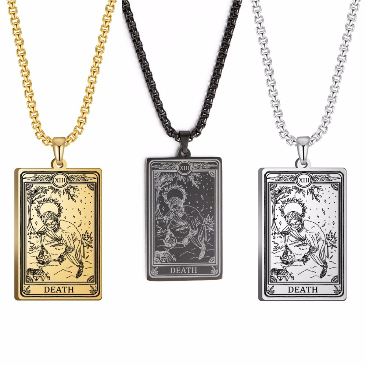 Skeleton Tarot Pendant Necklace of the Major Arcana