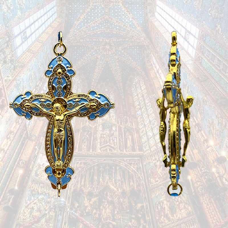 Gold Orthodox Cross for Hanging