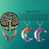 Tree of Life Wire Wrap Crystal Crescent Moon Pendant w/ Necklace