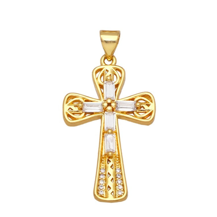 Holy Cross Pendants with Natural Stones