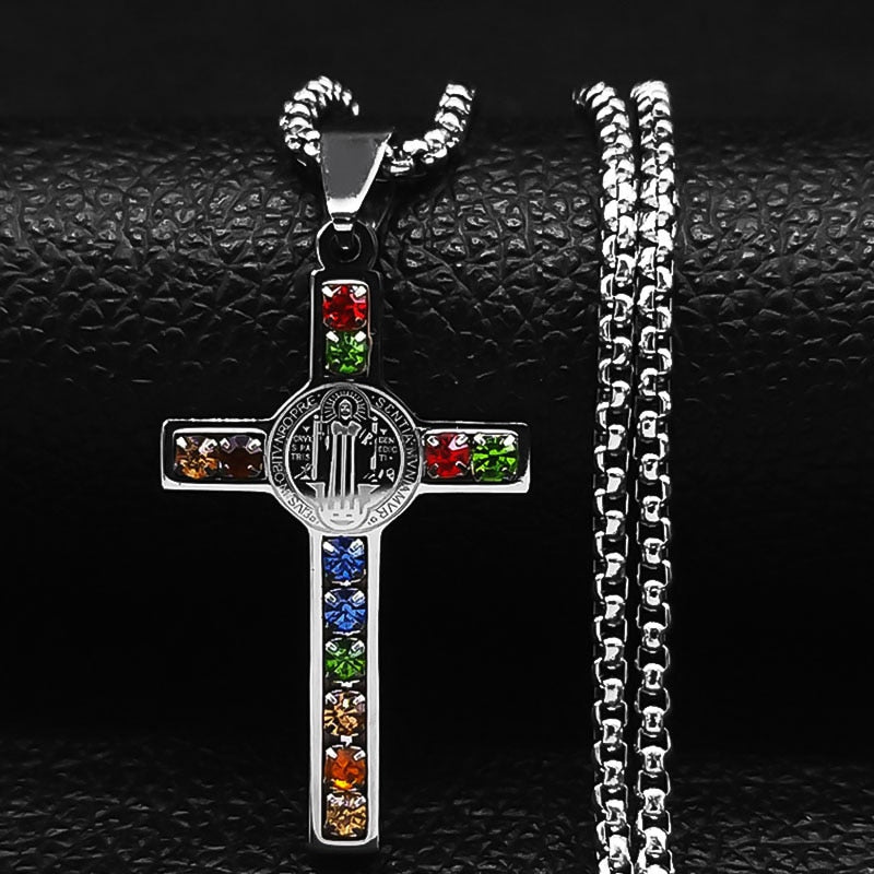 Crystal Crucifix with Saint Benedict Medal