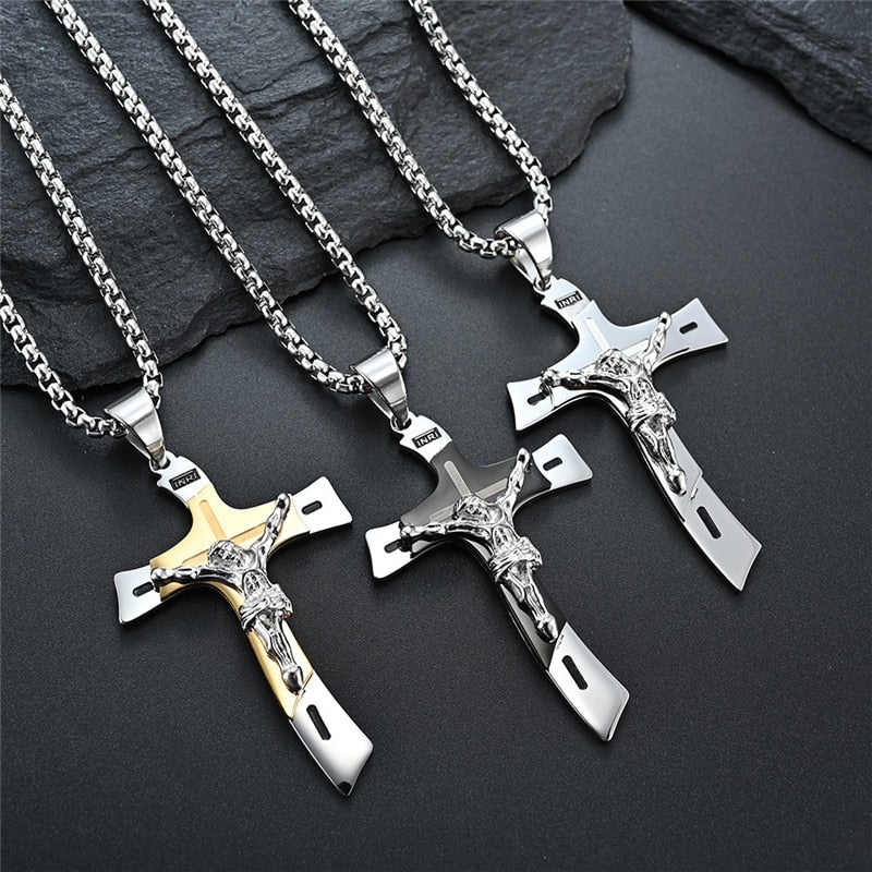 INRI Jesus on the Blade of the Cross Pendant Necklace