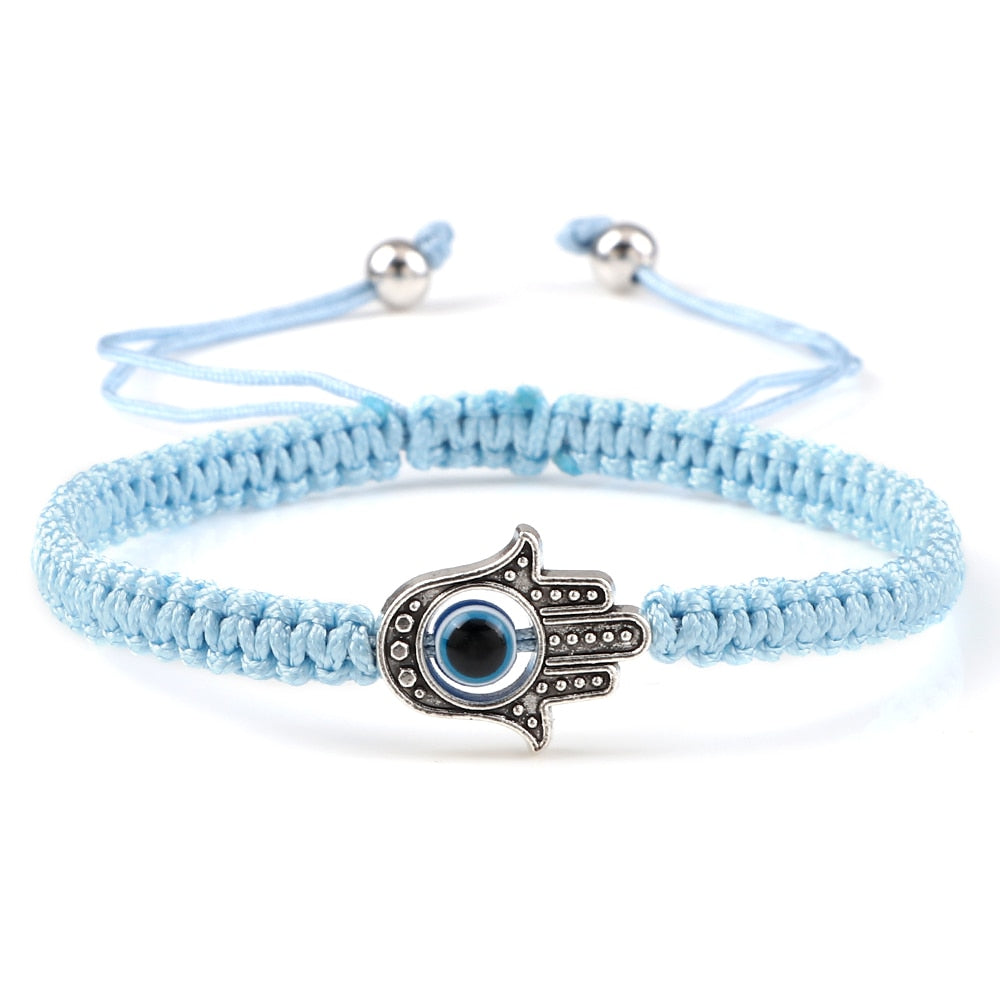 Hand of Fatima & Evil Eye Braided Bracelet for Luck & Protection