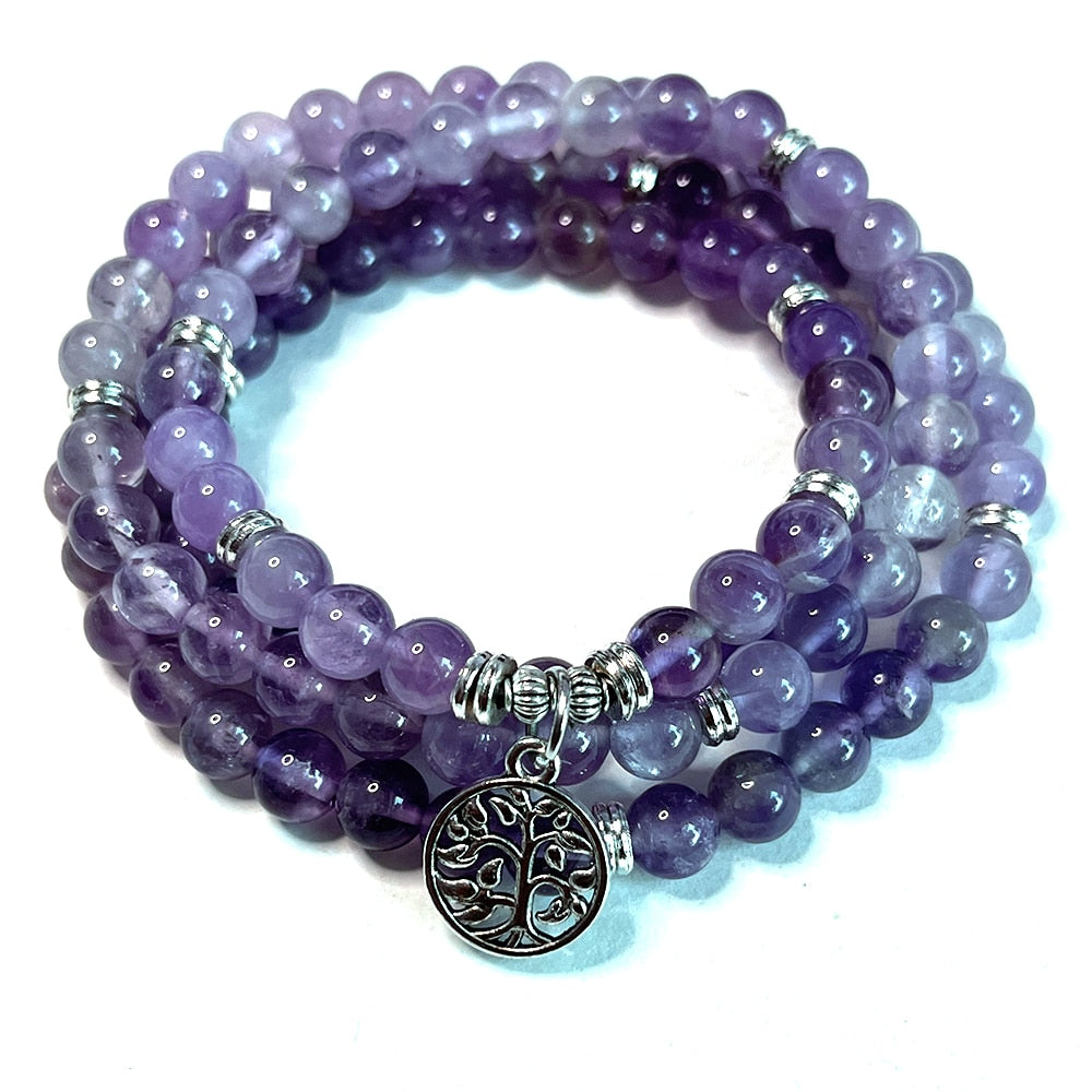 108 Bead Mala Handmade w/ Natural Amethyst