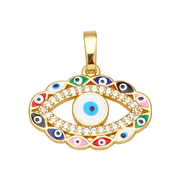 Rainbow Evil Eye Pendant Handmade