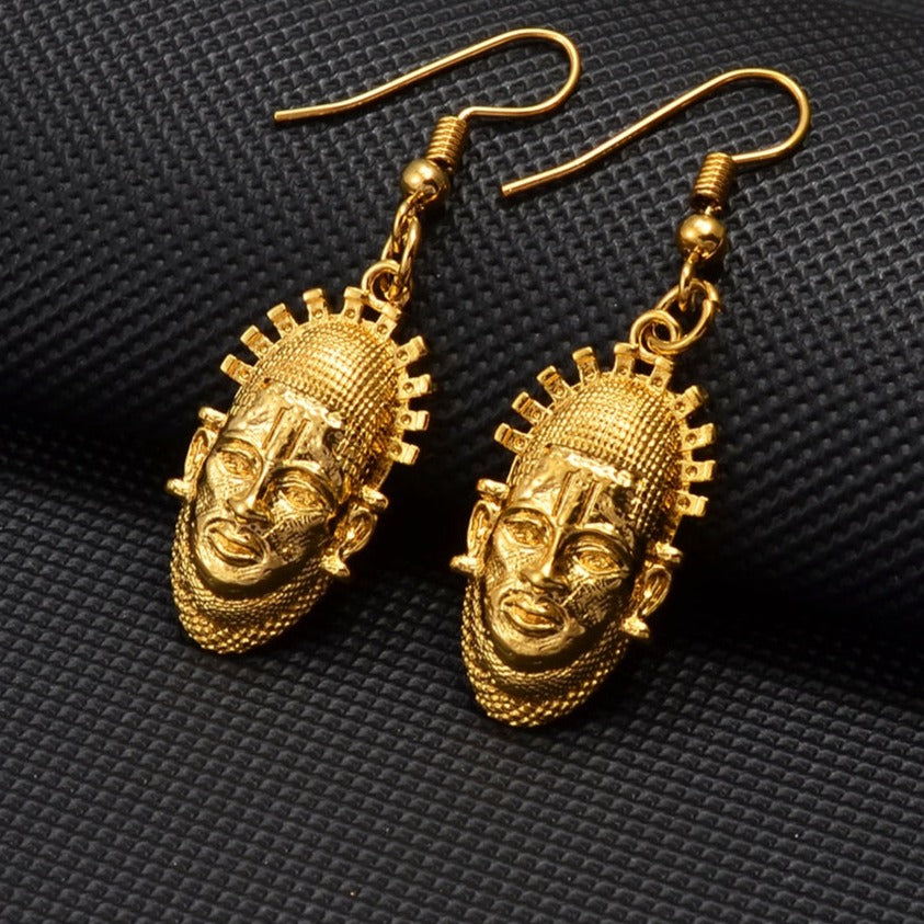 Portrait of Queen Mother Idia of the Benin Empire Mask Earrings