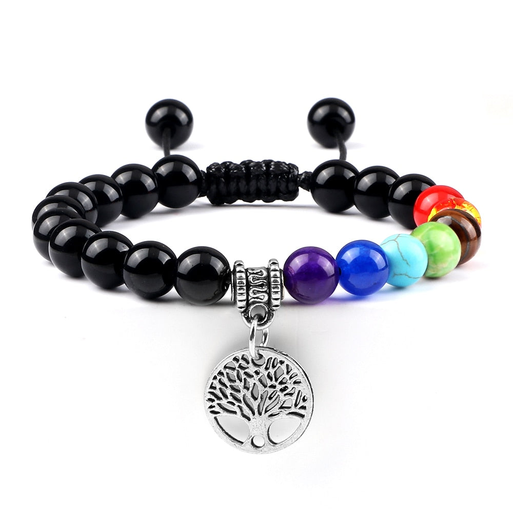 7 Chakra Stones Bracelet w/ Tree of Life Pendant