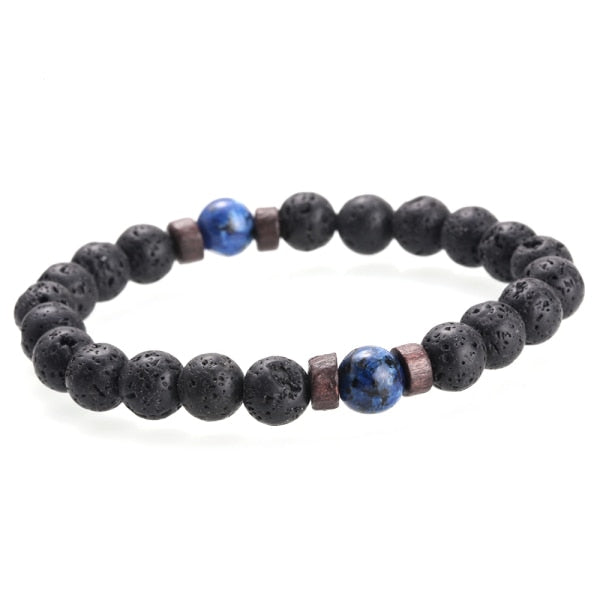 Natural Lava & Moonstone Tibetan Buddha Bracelet