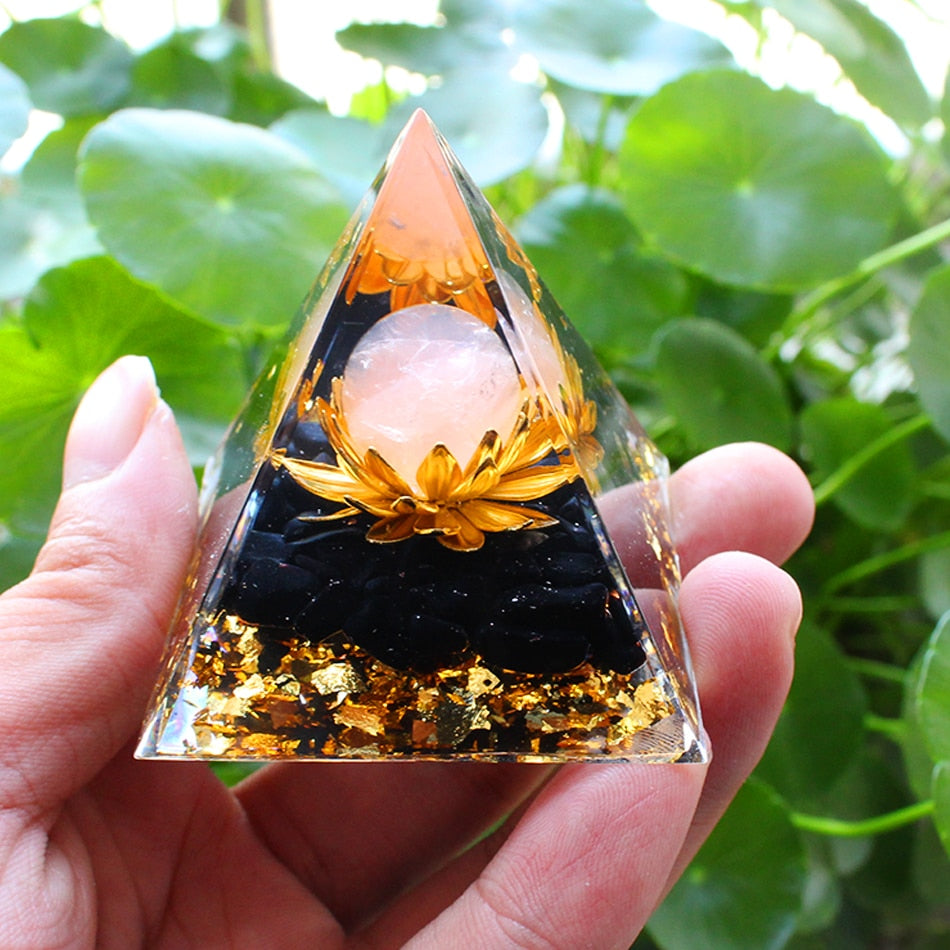 Orgone Pyramid Handmade w/ Natural Crystal