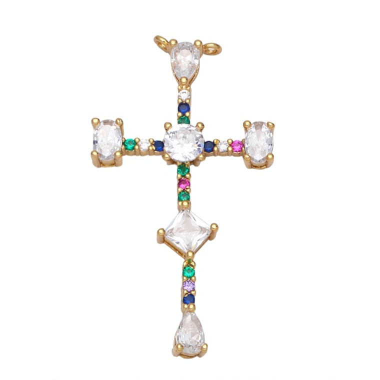 Holy Cross Pendants with Natural Stones