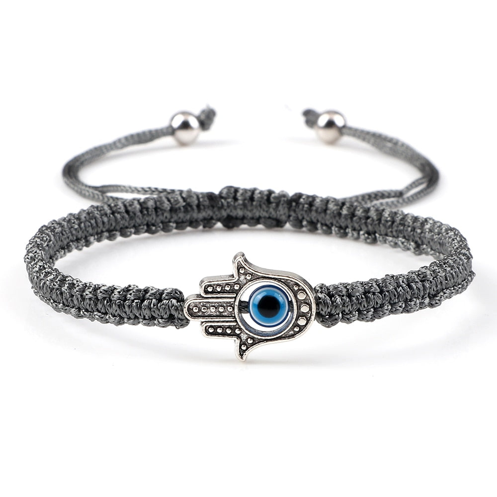 Hand of Fatima & Evil Eye Braided Bracelet for Luck & Protection