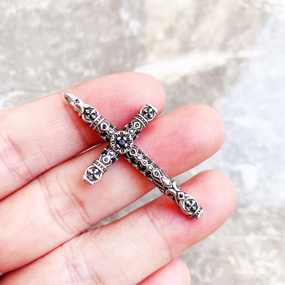 Silver Gothic Style Cross Pendant