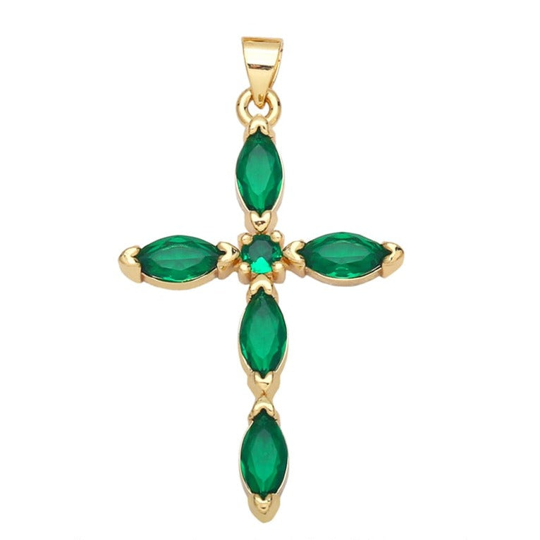 Holy Cross Pendants for Necklace with Natural Stones