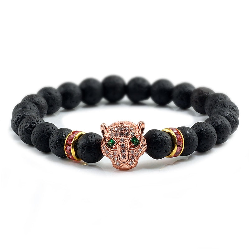 Panther Black Lava Stones Bracelet