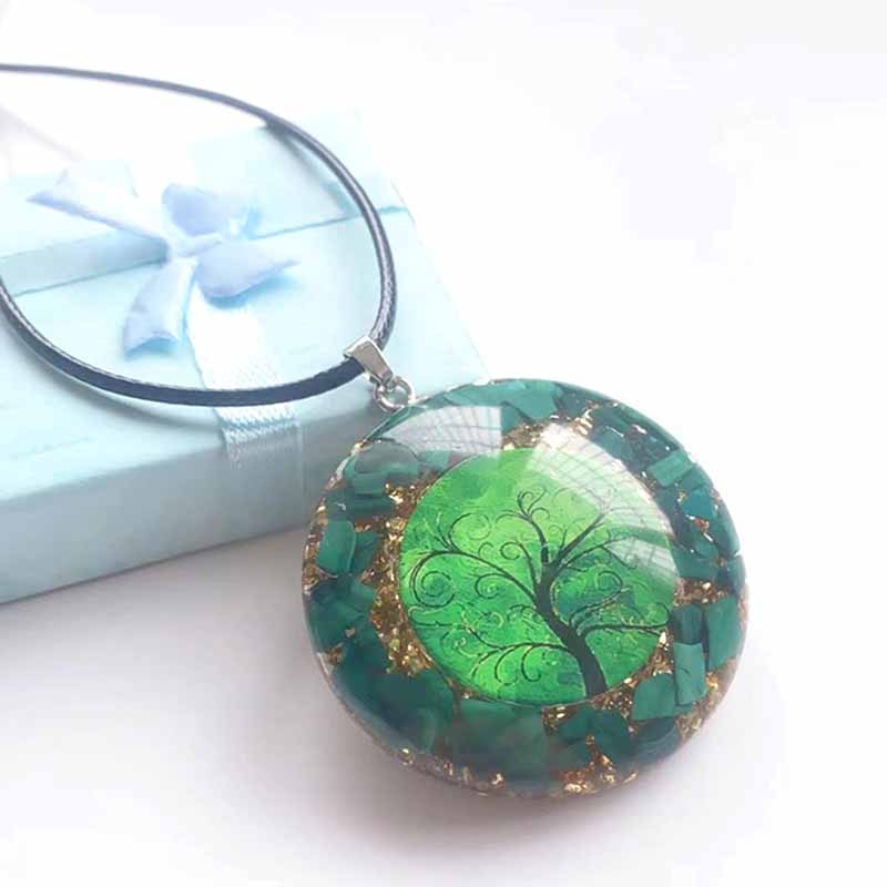 Handmade Malachite Tree of Life Orgone Pendant